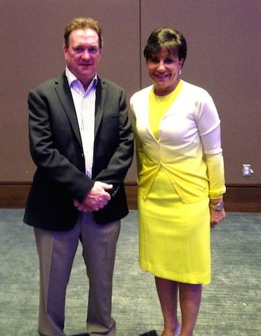 Jim Carroll and US Secretary of Commerce Penny Pritzker, backstage at the TheBigM - Manufacturing Convergence conference in Detroit.