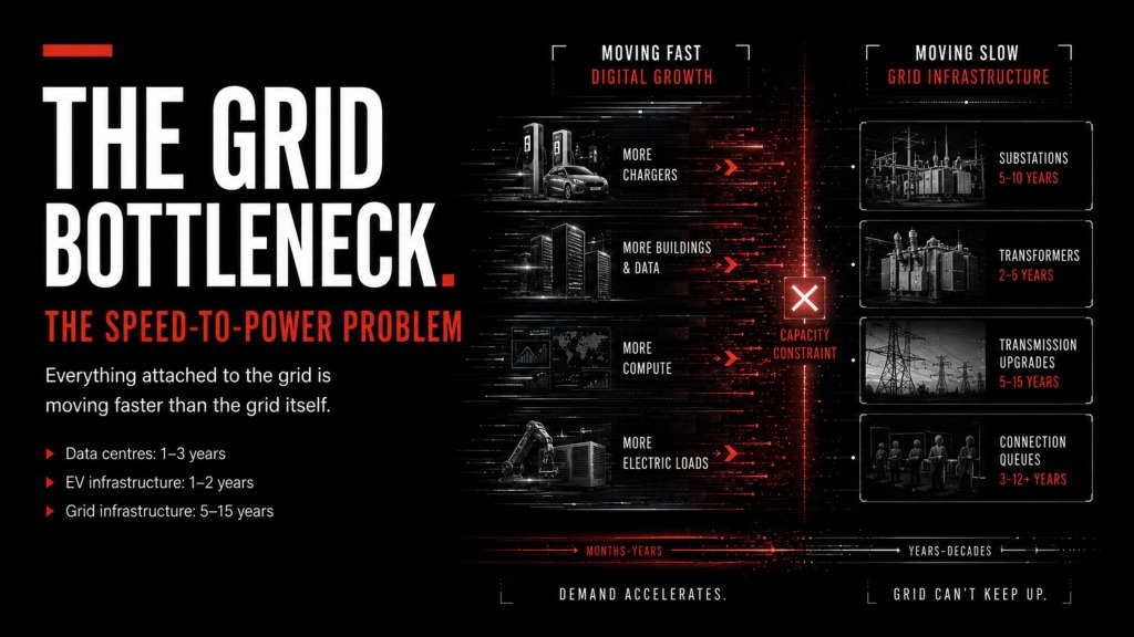 The grid bottleneck: the speed-to-power problem.