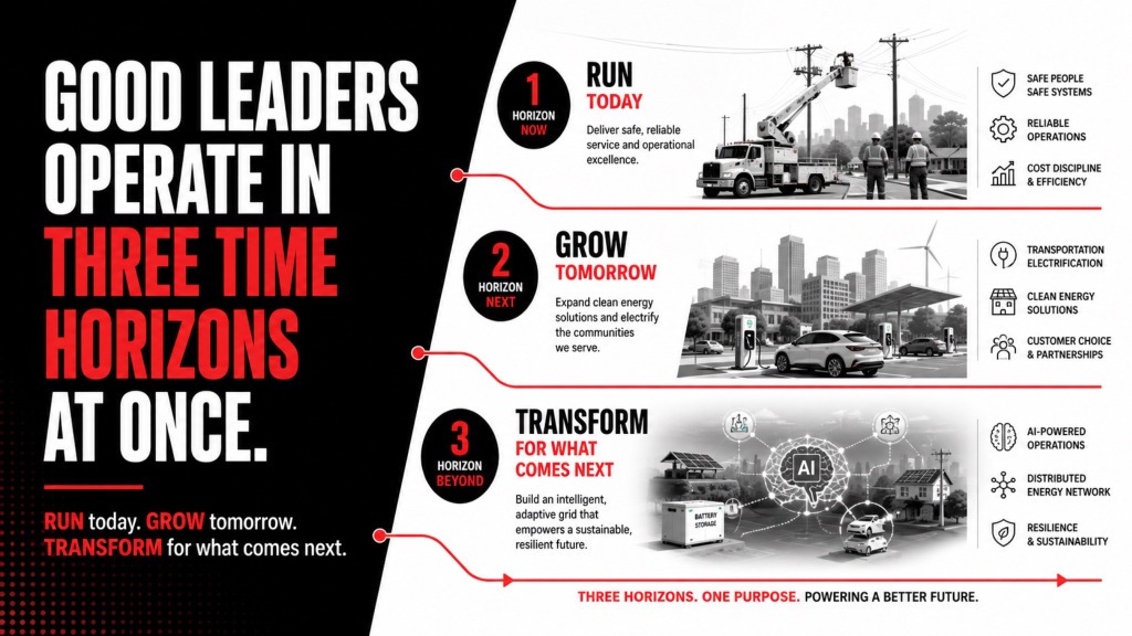 Good leaders operate in three time horizons at once.