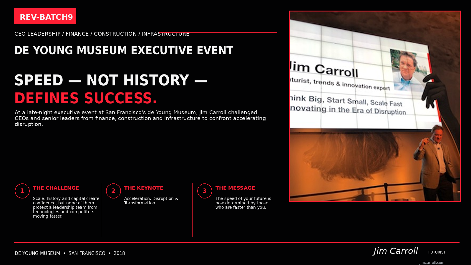 De Young Museum Executive Event: Speed — Not History — Defined Success.
