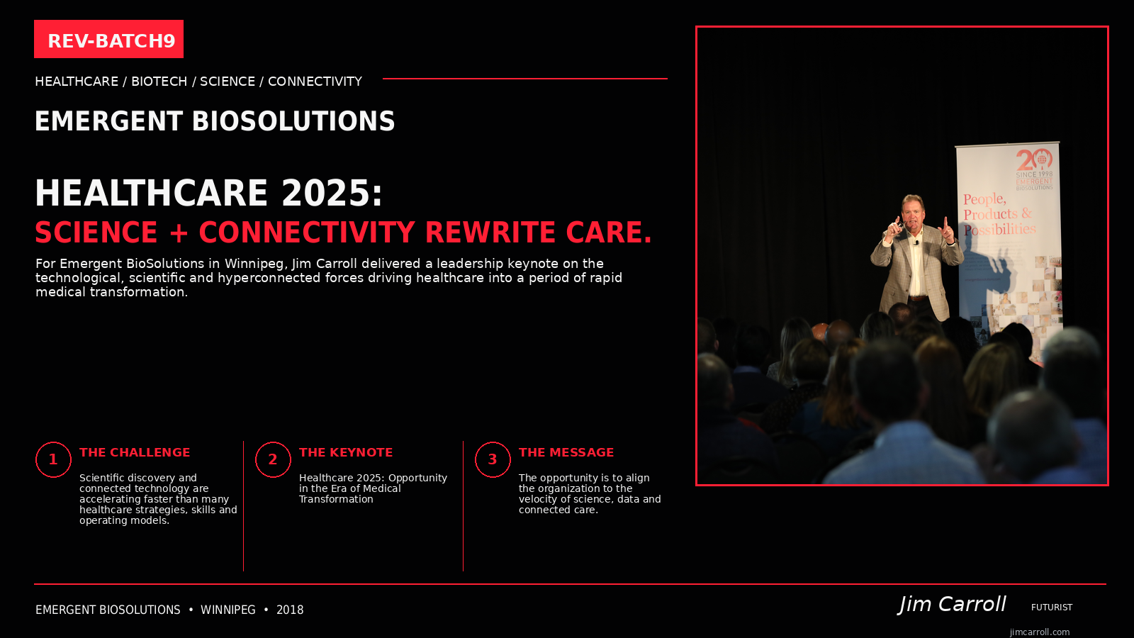 Jim Carroll keynote for Emergent BioSolutions