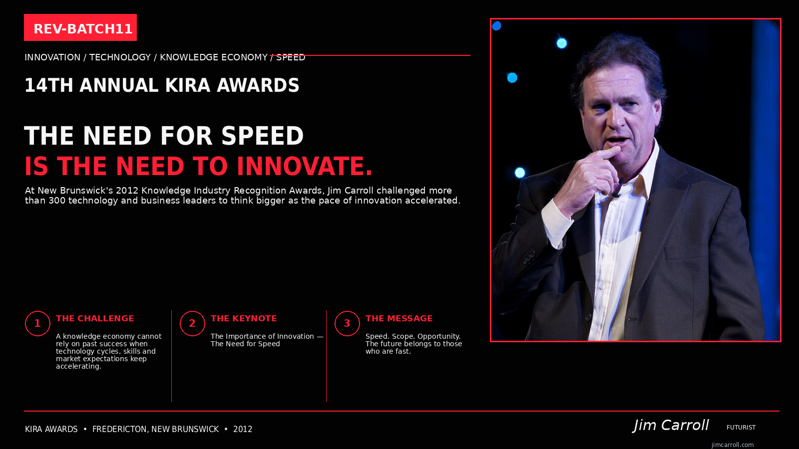 Jim Carroll keynote at the 14th Annual KIRA Awards