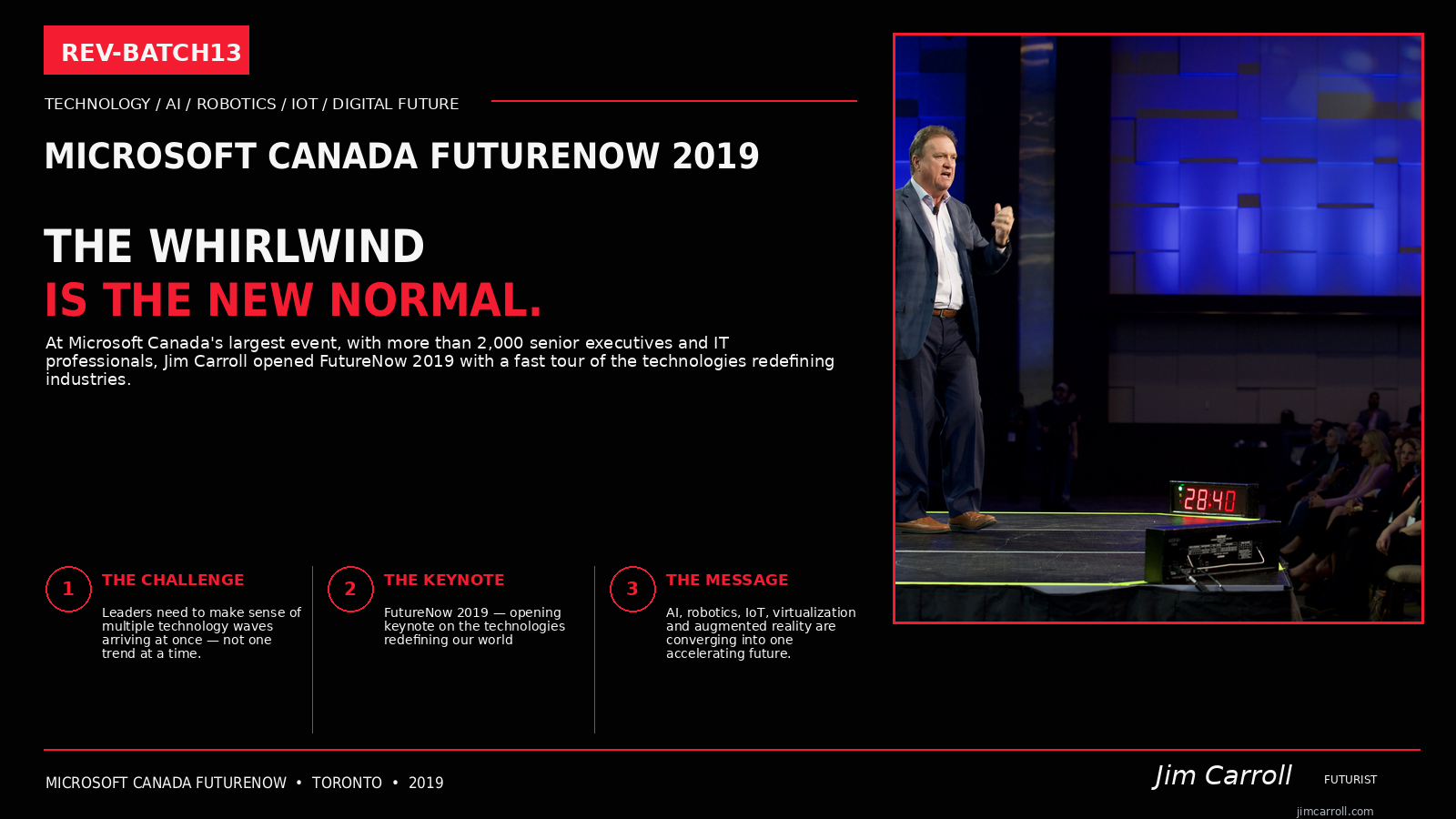 Jim Carroll opening keynote at Microsoft Canada FutureNow 2019