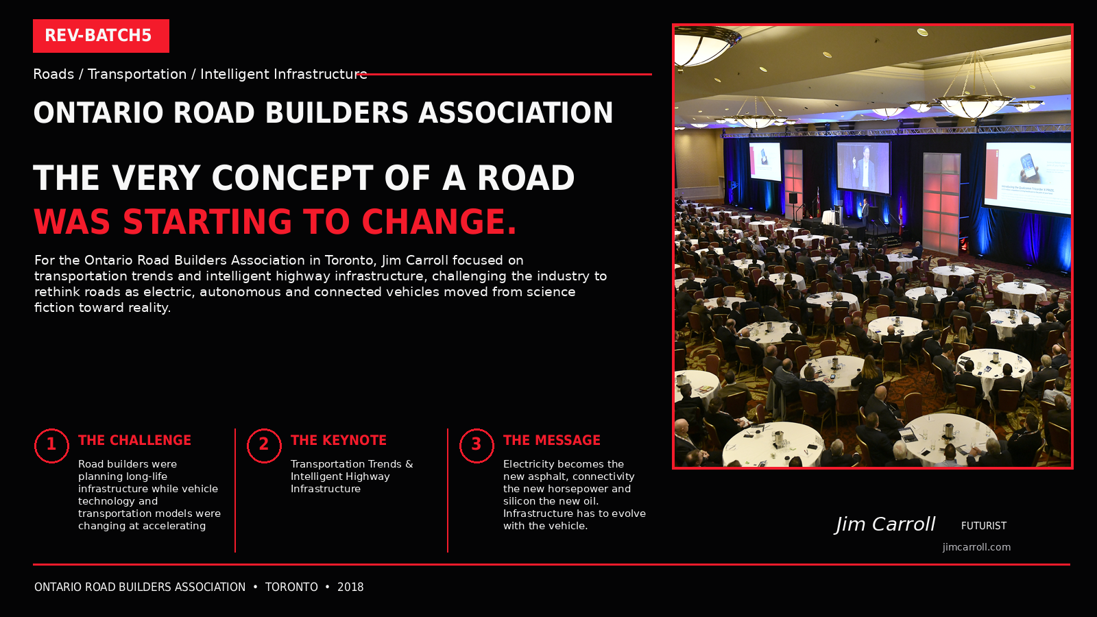 Jim Carroll keynote for Ontario Road Builders Association