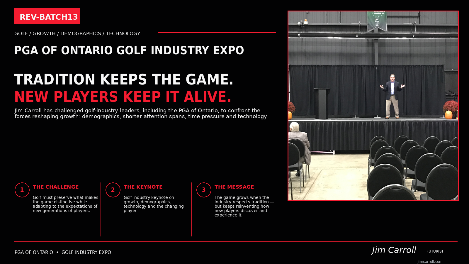 Jim Carroll keynote at the PGA of Ontario Golf Industry Expo