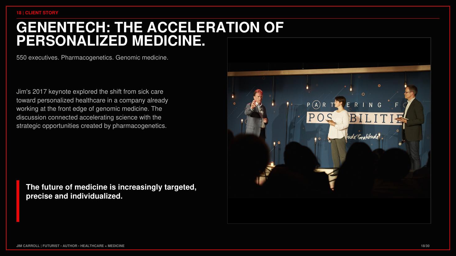 From the Healthcare, Medicine & Pharmacy: Sick Care Is Becoming Predictive Care keynote guide