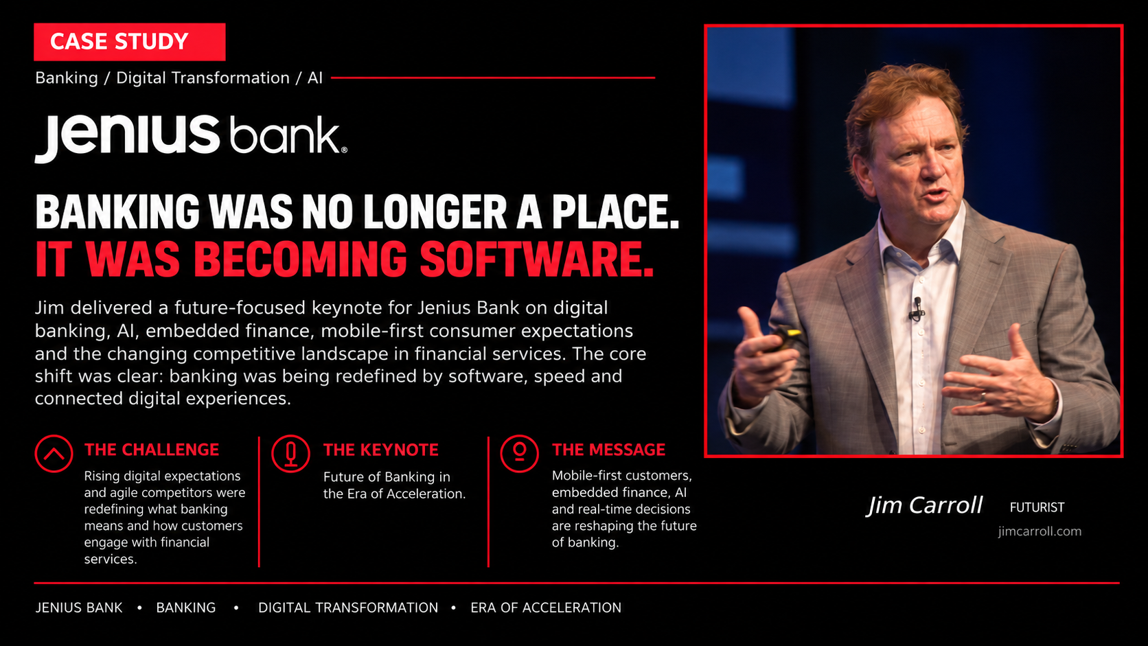 Jim Carroll keynote for Jenius Bank